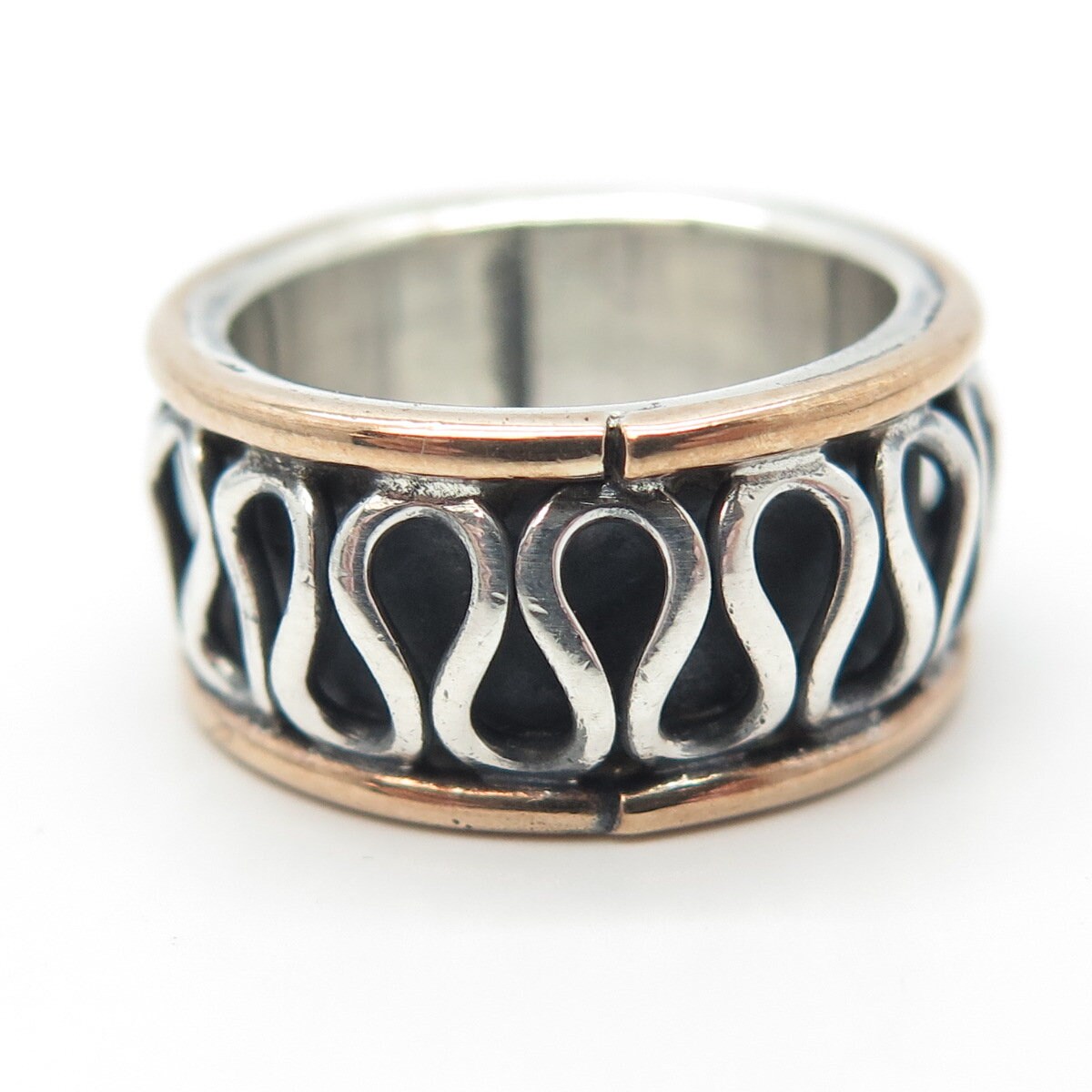 925 Sterling Silver 2-Tone Vintage Eternal Curve Band Ring Size 6.5
