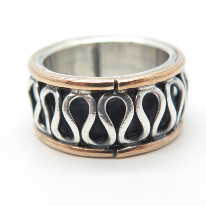 925 Sterling Silver 2-Tone Vintage Eternal Curve Band Ring Size 6.5