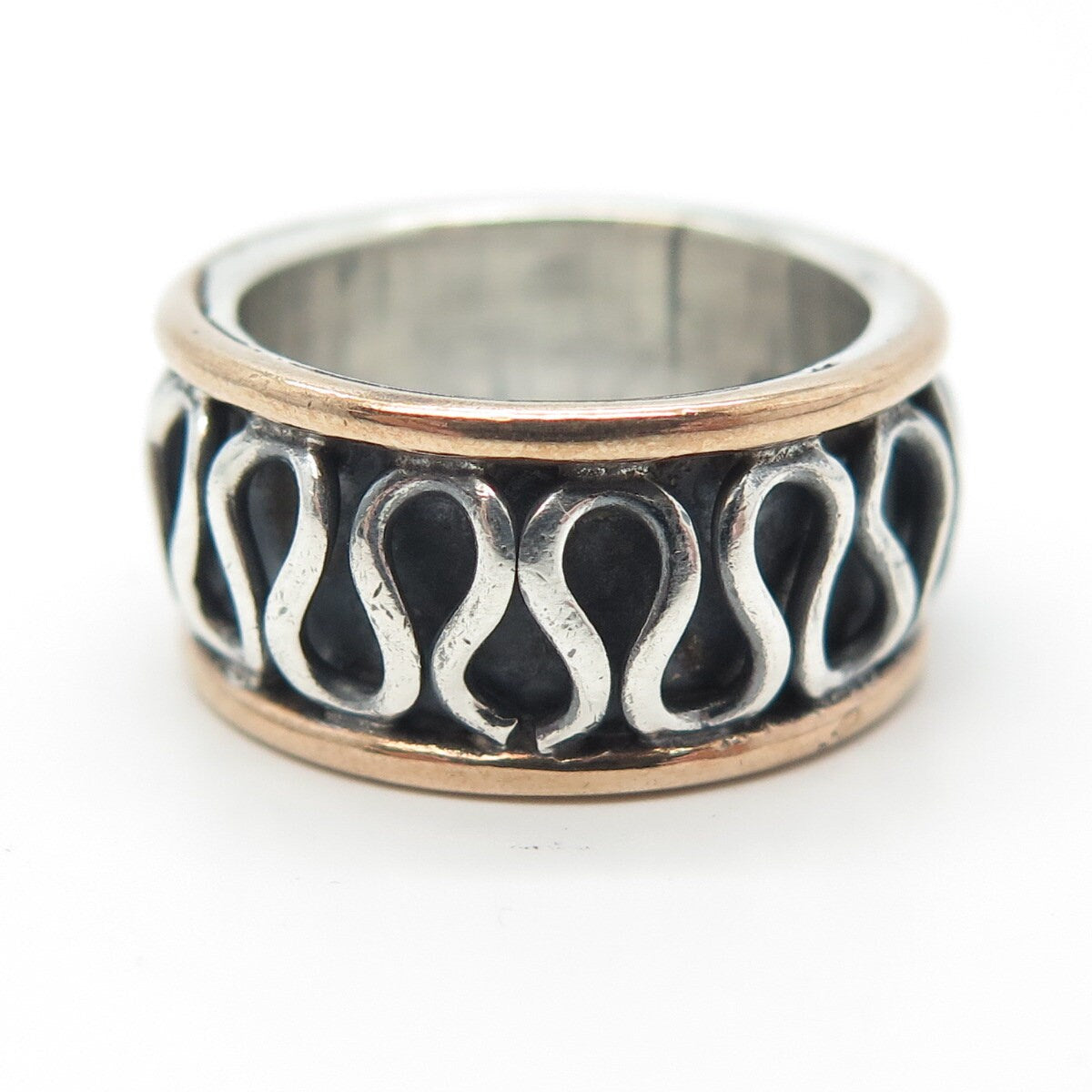 925 Sterling Silver 2-Tone Vintage Eternal Curve Band Ring Size 6.5