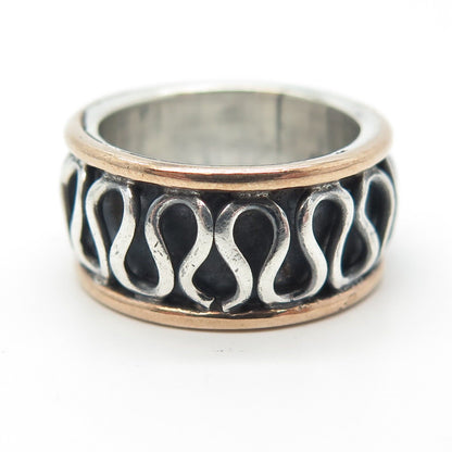 925 Sterling Silver 2-Tone Vintage Eternal Curve Band Ring Size 6.5