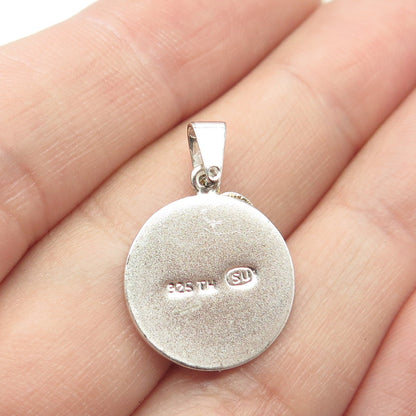 925 Sterling Silver 2-Tone "Mom" Heart Love Pendant