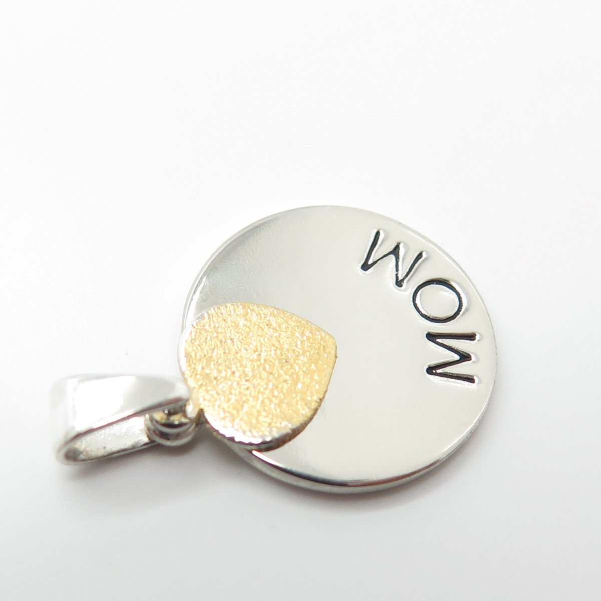 925 Sterling Silver 2-Tone "Mom" Heart Love Pendant