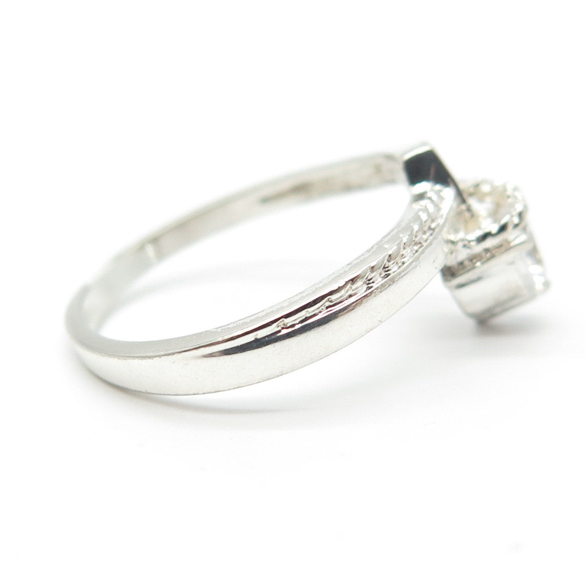 925 Sterling Silver White C Z Musical Note Roped Ring Size 7