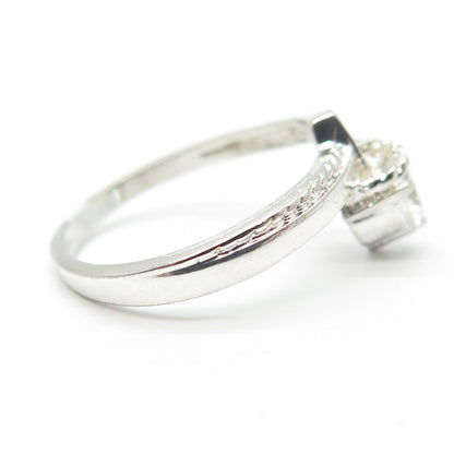 925 Sterling Silver White C Z Musical Note Roped Ring Size 7