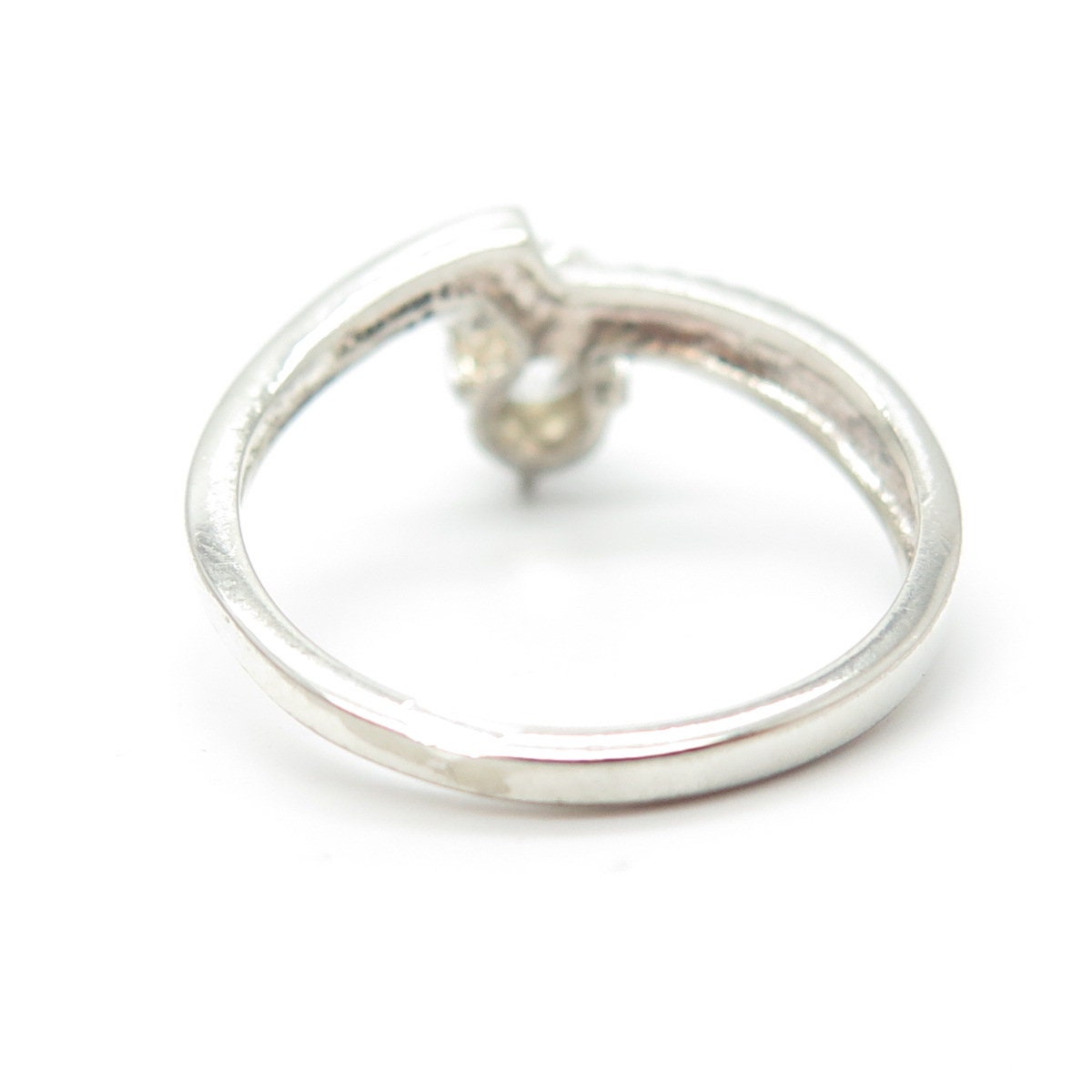 925 Sterling Silver White C Z Musical Note Roped Ring Size 7