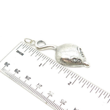 925 Sterling Silver Vintage Mouse Handmade Amulet Pendant
