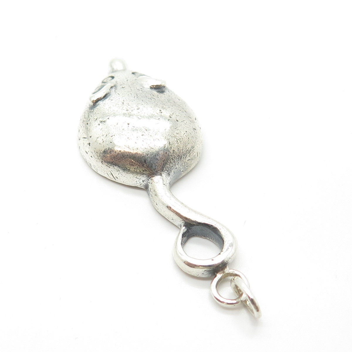 925 Sterling Silver Vintage Mouse Handmade Amulet Pendant