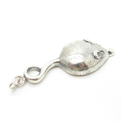 925 Sterling Silver Vintage Mouse Handmade Amulet Pendant