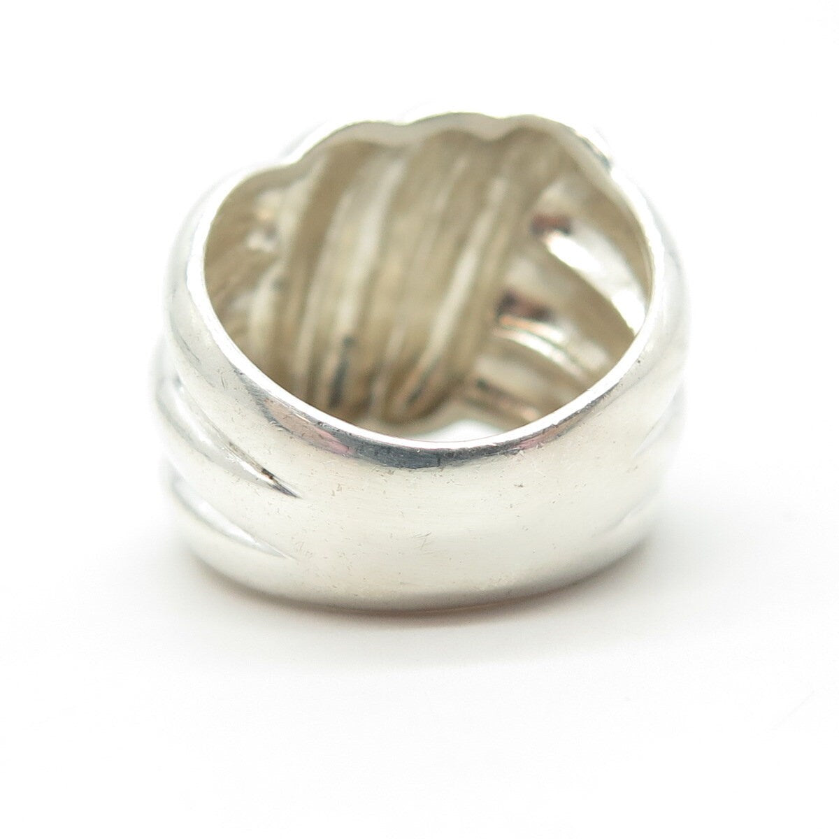 925 Sterling Silver Vintage NF Thailand Puffy Ribbed Ring Size 5