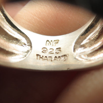 925 Sterling Silver Vintage NF Thailand Puffy Ribbed Ring Size 5