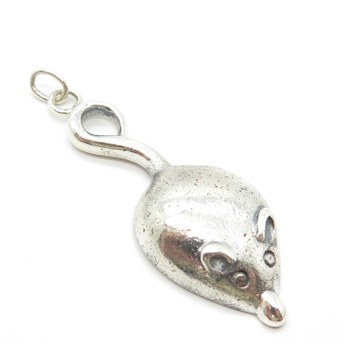 925 Sterling Silver Vintage Mouse Handmade Amulet Pendant