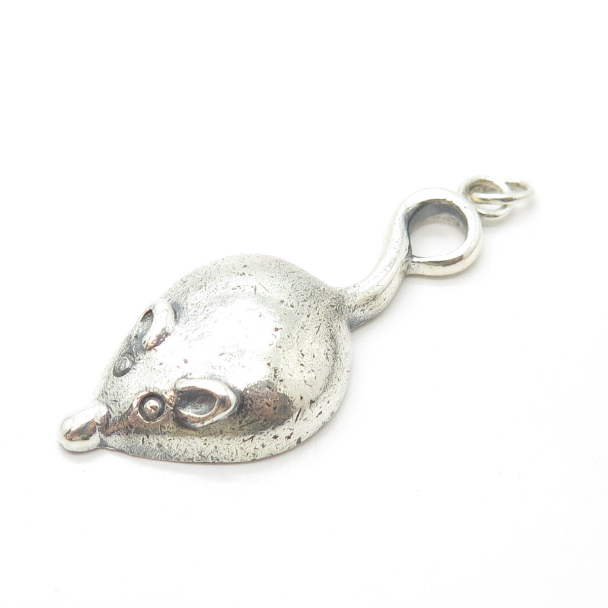 925 Sterling Silver Vintage Mouse Handmade Amulet Pendant
