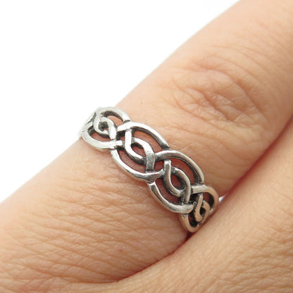 925 Sterling Silver Vintage Celtic Adjustable Ring Size 6