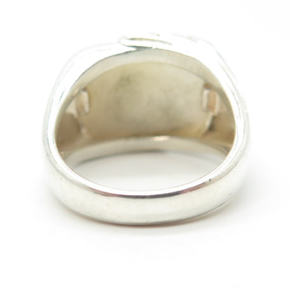 925 Sterling Silver Vintage Real Mother-of-Pearl Dome Ring Size 7