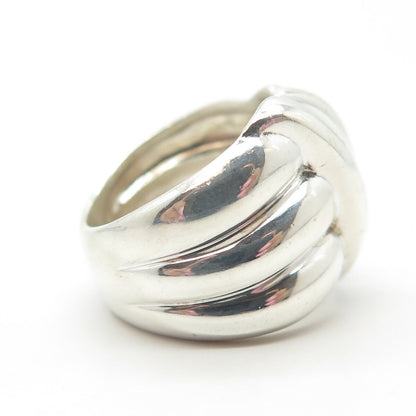 925 Sterling Silver Vintage NF Thailand Puffy Ribbed Ring Size 5