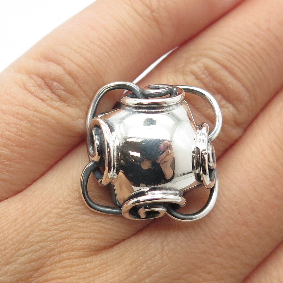 950 Silver Vintage Modernist Adjustable Ring Size 6.5