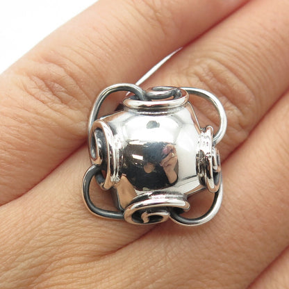 950 Silver Vintage Modernist Adjustable Ring Size 6.5