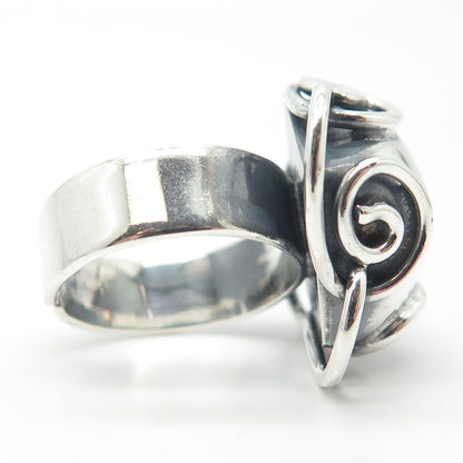 950 Silver Vintage Modernist Adjustable Ring Size 6.5