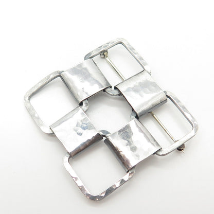 925 Sterling Silver Vintage Modern Style Checkerboard Pattern Pin Brooch