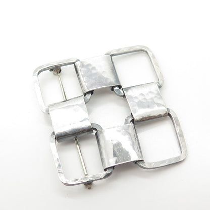 925 Sterling Silver Vintage Modern Style Checkerboard Pattern Pin Brooch