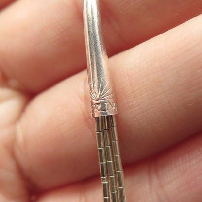 925 Sterling Silver Vintage Sunrise Green Beads Liquid Tribal Chain Necklace 20"