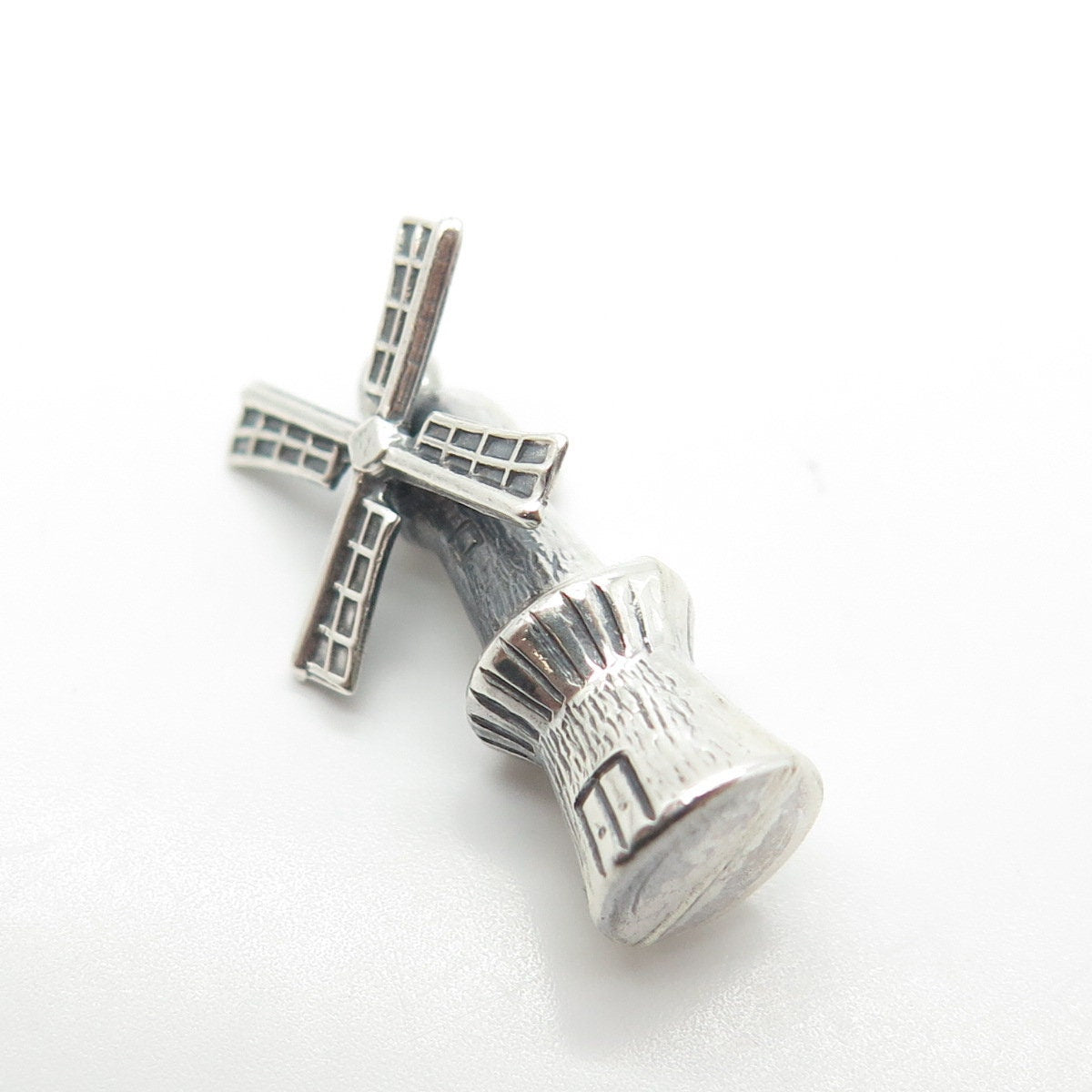 925 Sterling Silver Vintage Old Mill Movable Pendant