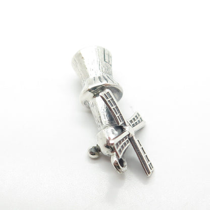 925 Sterling Silver Vintage Old Mill Movable Pendant