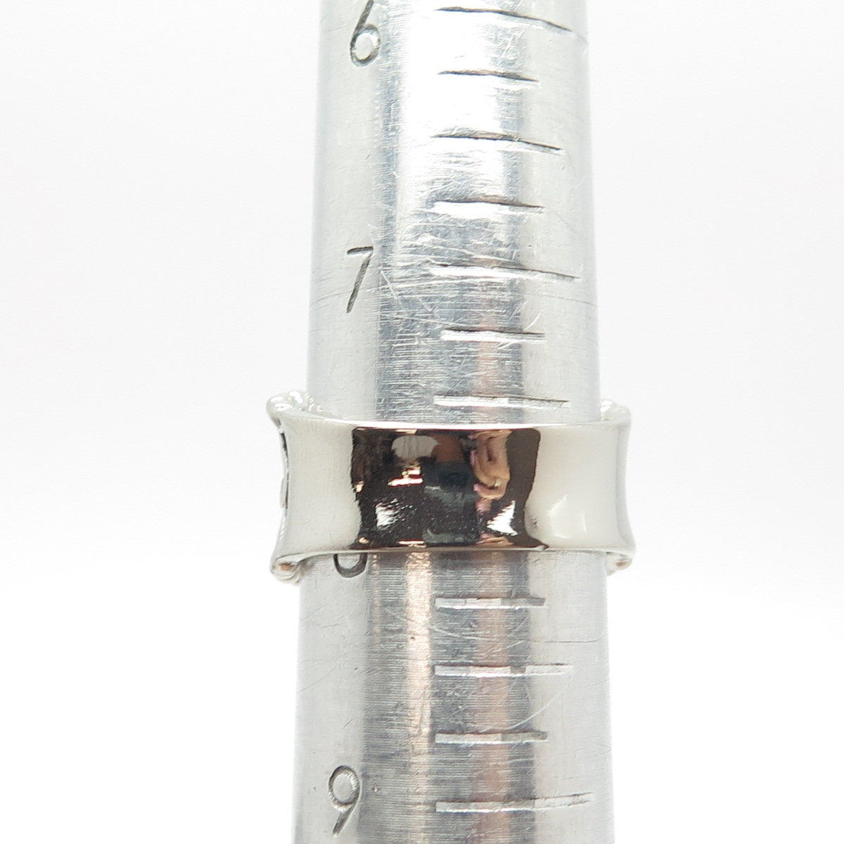 925 Sterling Silver Vintage Concaved Scroll & Beaded Ring Size 8