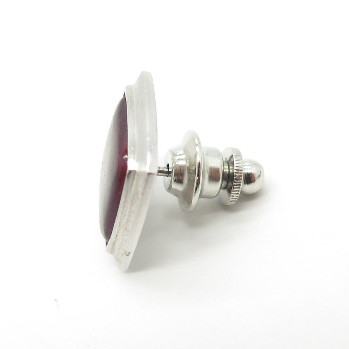 925 Sterling Silver Vintage Red Enamel Pin