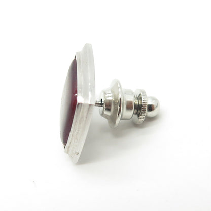 925 Sterling Silver Vintage Red Enamel Pin