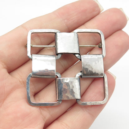 925 Sterling Silver Vintage Modern Style Checkerboard Pattern Pin Brooch