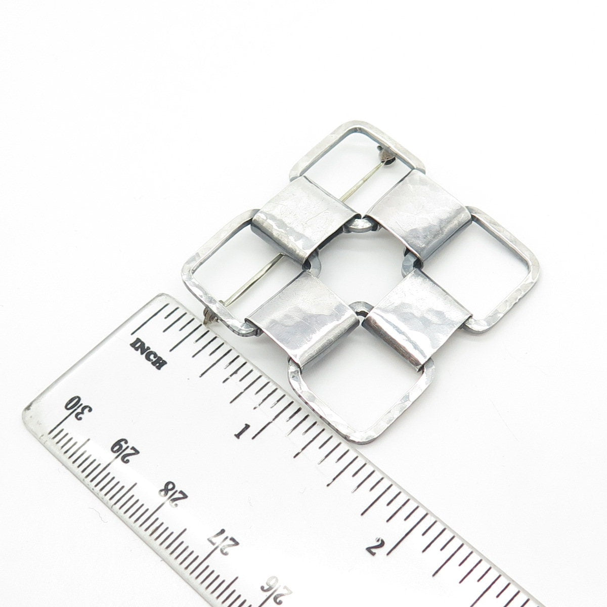 925 Sterling Silver Vintage Modern Style Checkerboard Pattern Pin Brooch