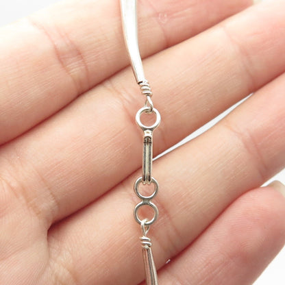 925 Sterling Silver Vintage Sunrise Green Beads Liquid Tribal Chain Necklace 20"