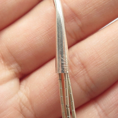 925 Sterling Silver Vintage Sunrise Green Beads Liquid Tribal Chain Necklace 20"