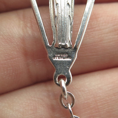 925 Sterling Silver Antique Art Deco Creed Jesus Cross Religious Necklace 28"