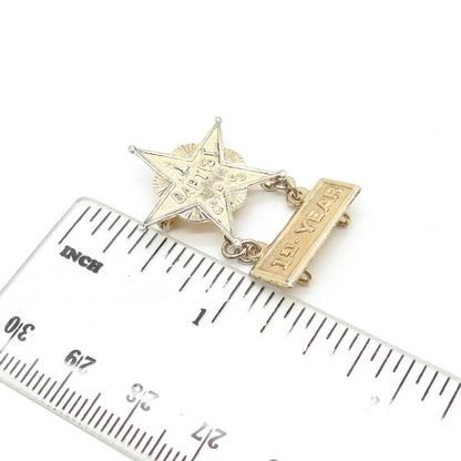 925 Sterling Silver Gold Plated Antique Art Deco "Baptist 1st Year" Pin Brooch