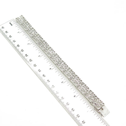 925 Sterling Silver Vintage Open Nugget Panel Link Bracelet 7"