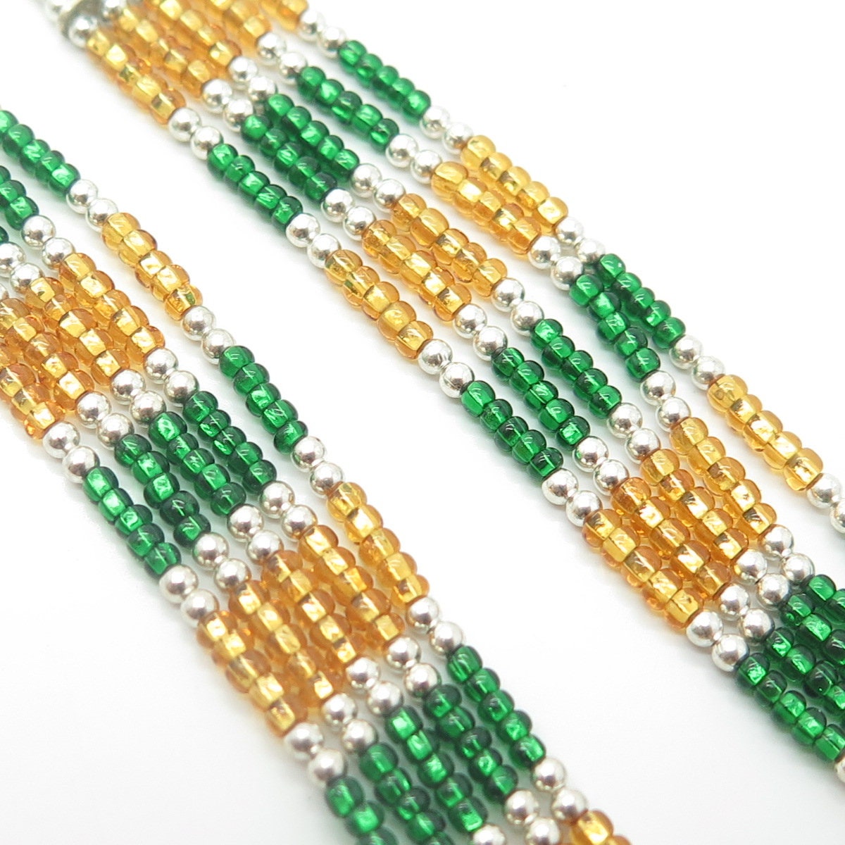 925 Sterling Silver Vintage Sunrise Southwestern Multi-Beads Liquid Necklace 20"