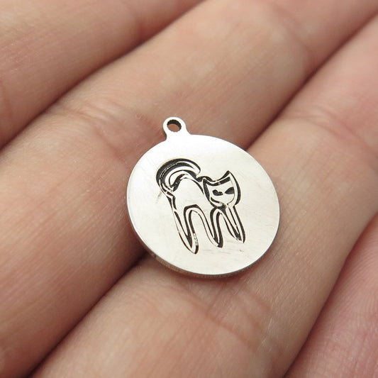 925 Sterling Silver USA Two In Town Cat Charm Pendant