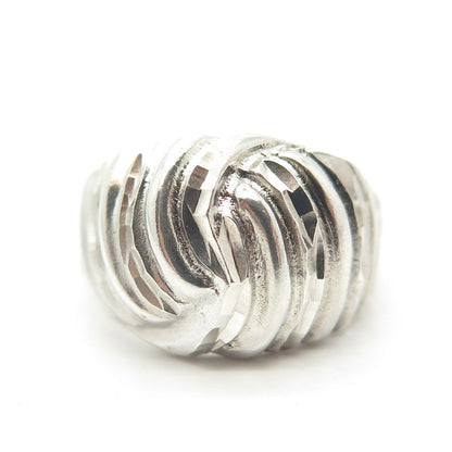 925 Sterling Silver Vintage Modernist Dome Ring Size 5.5