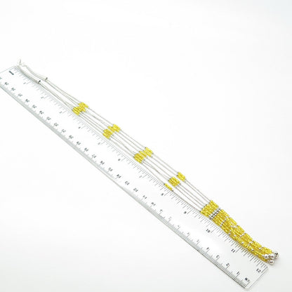 925 Sterling Silver Vintage Sunrise Southwestern Yellow Bead Liquid Necklace 20"