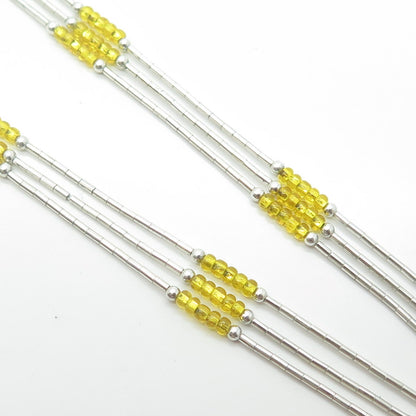 925 Sterling Silver Vintage Sunrise Southwestern Yellow Bead Liquid Necklace 20"