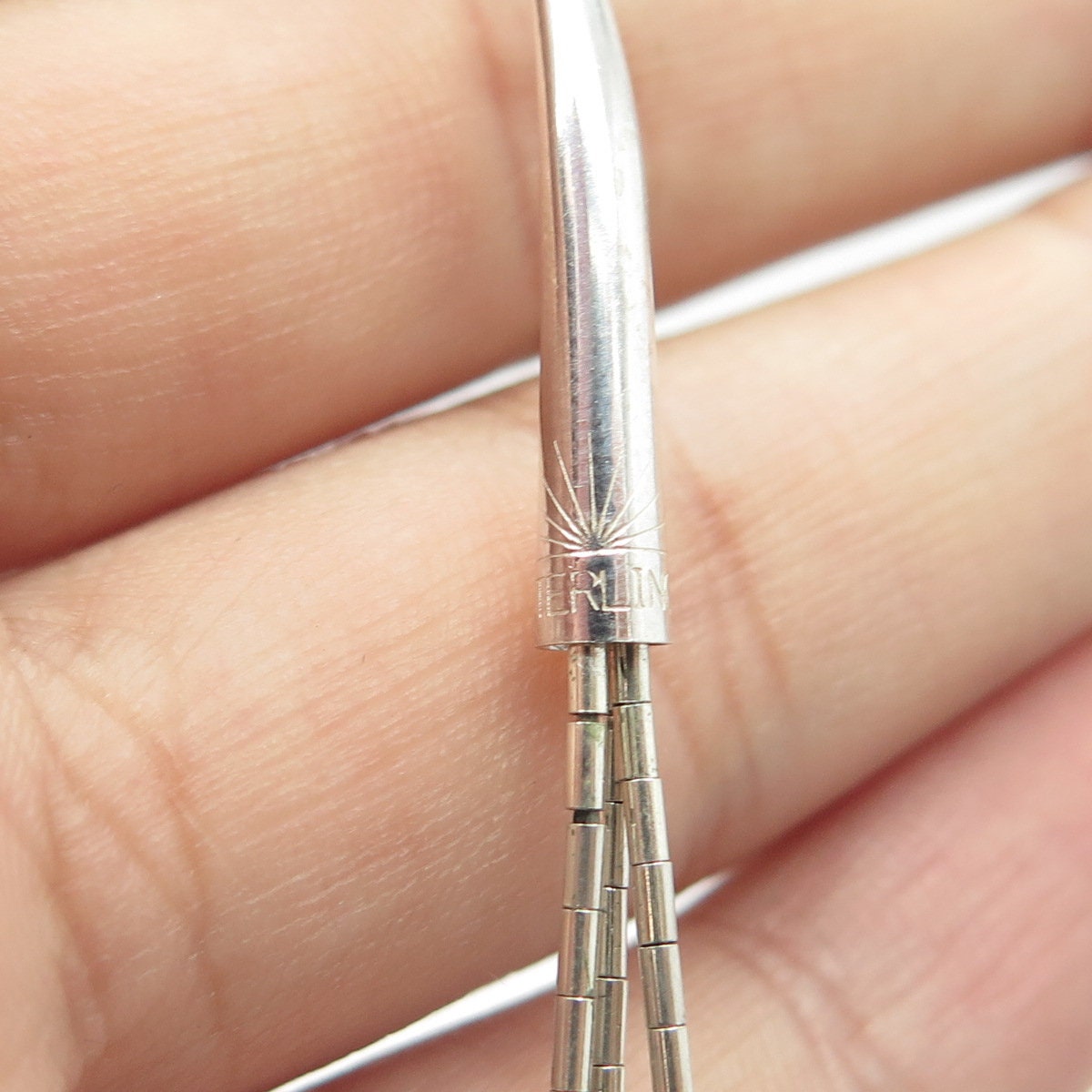 925 Sterling Silver Vintage Sunrise Southwestern Yellow Bead Liquid Necklace 20"