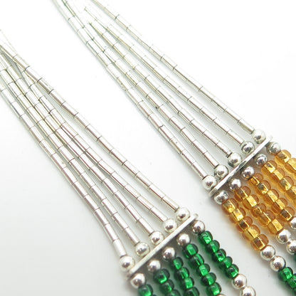 925 Sterling Silver Vintage Sunrise Southwestern Multi-Beads Liquid Necklace 20"