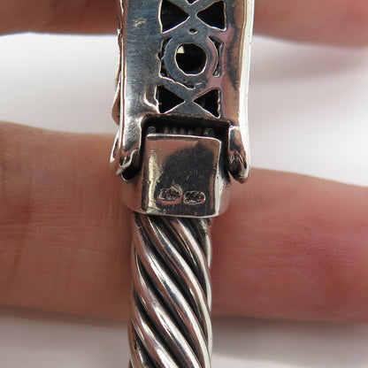 925 Sterling Silver & Gold 14K Vintage Amethyst & Citrine Cuff Bracelet 6.5"