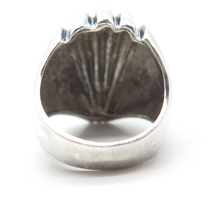 925 Sterling Silver Vintage Ribbed Domed Ring Size 6