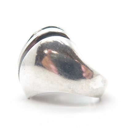 925 Sterling Silver Vintage Ribbed Domed Ring Size 6