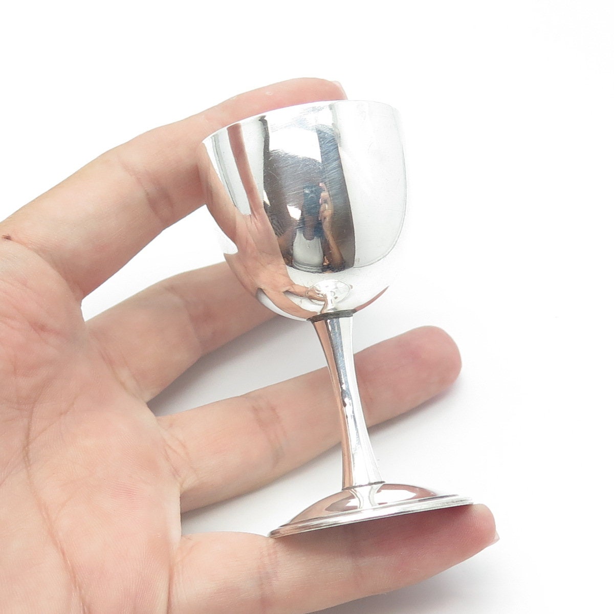 925 Sterling Silver Antique China Export Engraved Koi Fish Handmade Liquor Cup