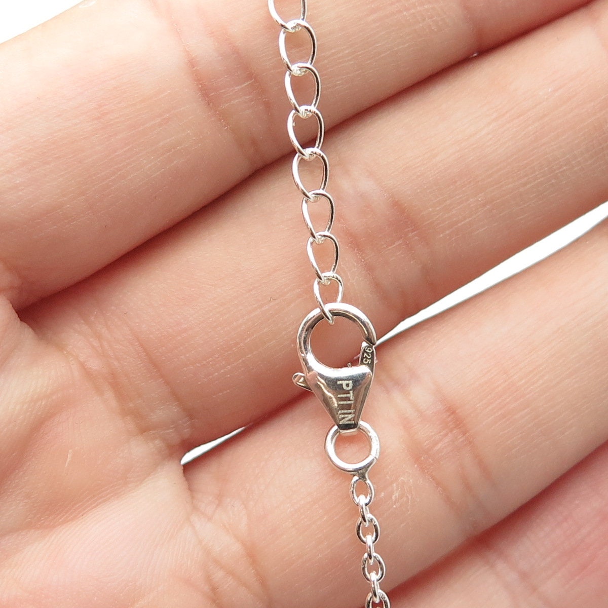 925 Sterling Silver Ethnic Beaded Rolo Chain Necklace 20"