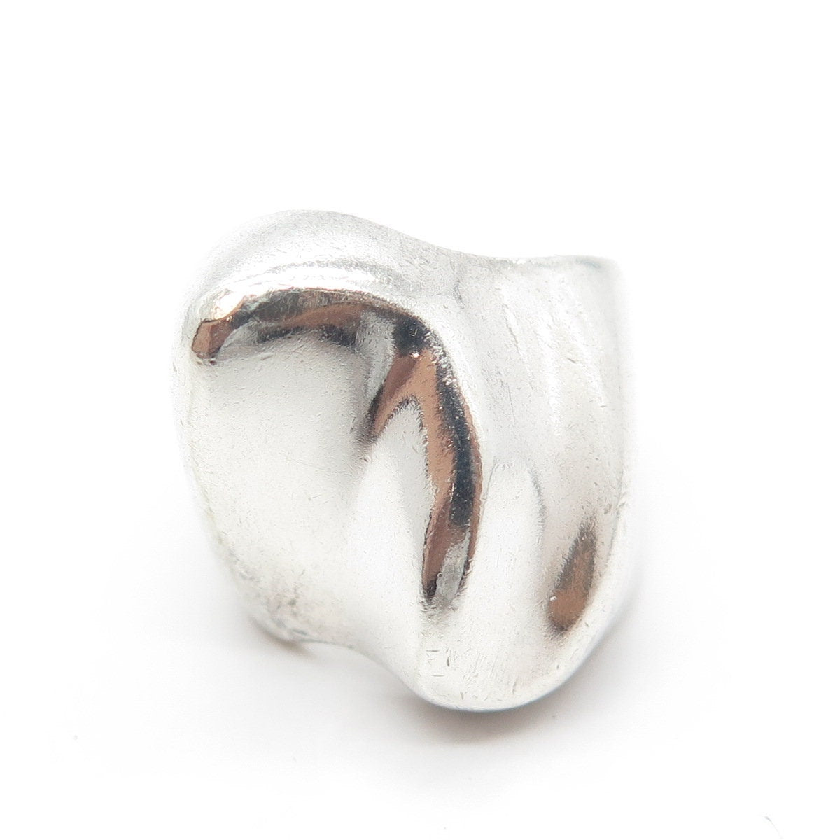 925 Sterling Silver Vintage Mexico Puffy Modernist Ring Size 7.25